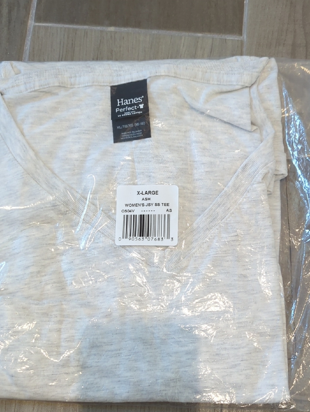 Hanes Women's Ash Perfect T V-Neck Short Sleeve Tee